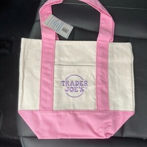 Limited Edition Pink and Cream Trader Joe’s Mini Tote Bag